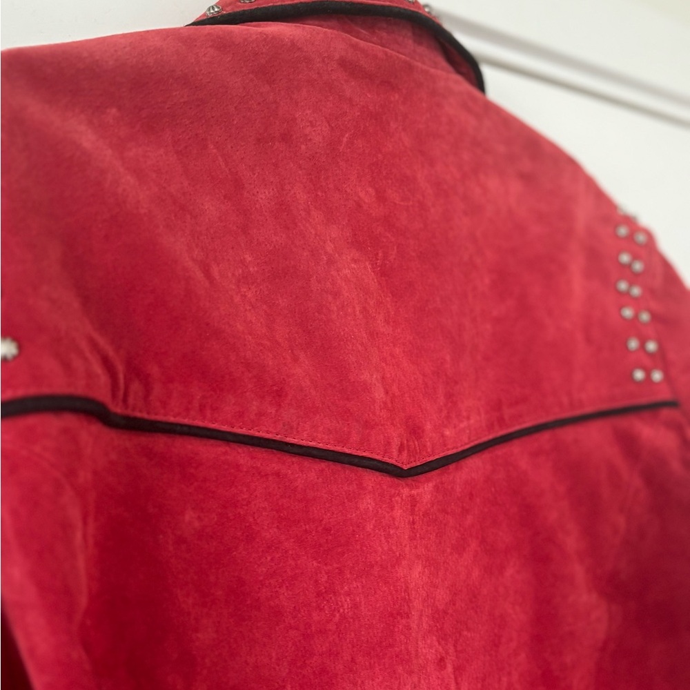 Scully Women's Red Genuine Suede Blazer with Stud Accents - Picture 3 of 8